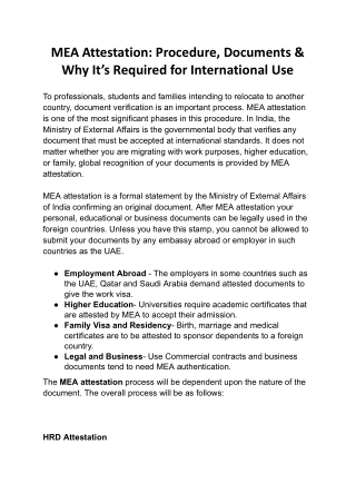 MEA Attestation: Procedure, Documents & Why It’s Required for International Use