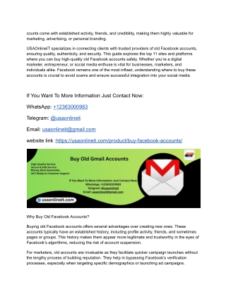 Top 11 Sites & Platforms for Buying Old Facebook Accounts (PVA)