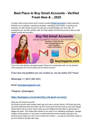 Best Place to Buy Gmail Accounts - Verified Fresh New &