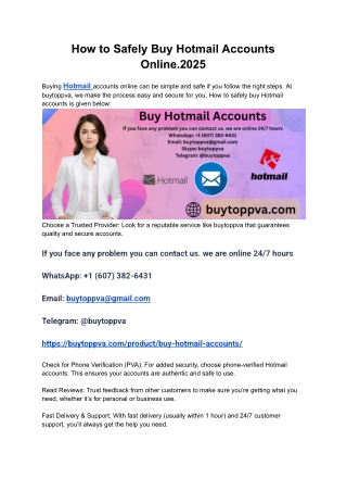 How to Safely Buy Hotmail Accounts Online.2025