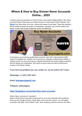Where & How to Buy Korean Naver Accounts Online....2025