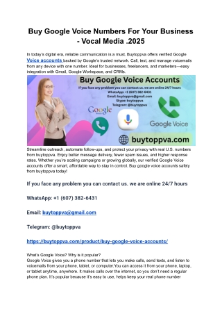 Buy Google Voice Numbers For Your Business - Vocal Media .2025
