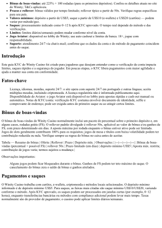 Guia KYC do Winity Casino: verificação, limites, saques rápidos e segurança do j