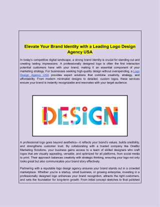 Elevate Your Brand Identity with a Leading Logo Design Agency USA