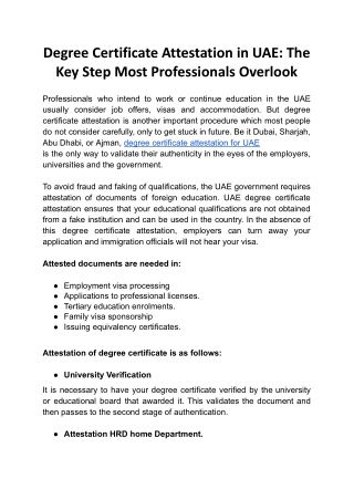 Degree Certificate Attestation in UAE: The Key Step Most Professionals Overlook