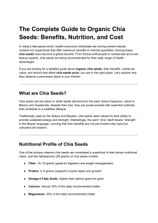 Organic Chia Seeds: Nutrition, Benefits, and Cost