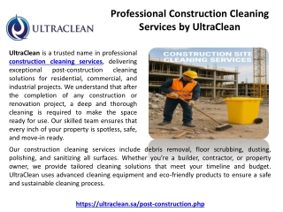 Professional Construction Cleaning Services by UltraClean