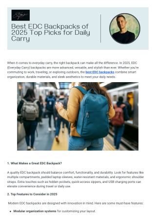 Best EDC Backpacks of 2025 Top Picks for Daily Carry