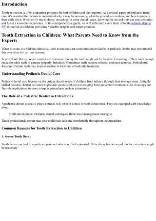 Tooth Extraction in Children: What Parents Need to Know from the Experts