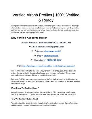 Verified Airbnb Profiles _ 100% Verified & Ready