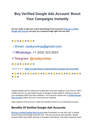 Buy Verified Google Ads Accounts - 100% USA, UK