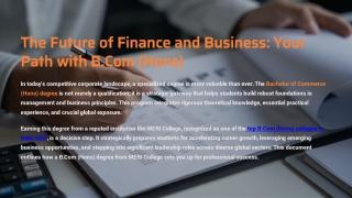 The Future of Finance and Business: Your Path with B.Com (Hons)