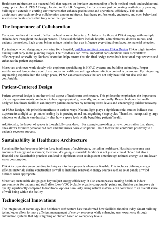 Exploring Multi-Disciplinary Approaches to Healthcare Architecture at PF&A.