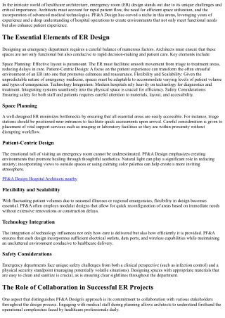 PF&A Design’s Role in Emergency Room Architecture and Planning