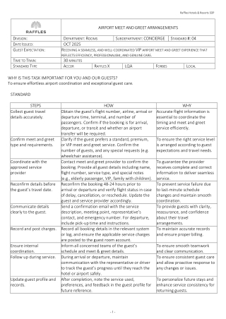 AIRPORT MEET AND GREET ARRANGEMENTS