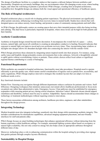 How PF&A Design Balances Aesthetics and Functionality in Hospitals