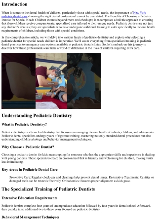 The Benefits of Choosing a Pediatric Dentist for Special Needs Children