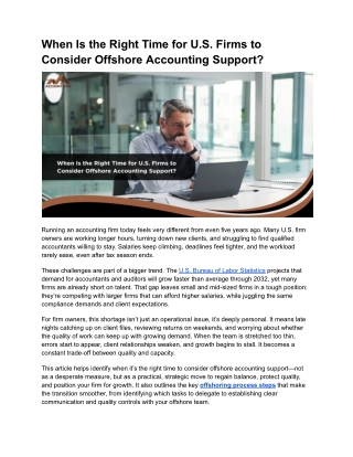 When Is the Right Time for U.S. Firms to Consider Offshore Accounting Support_
