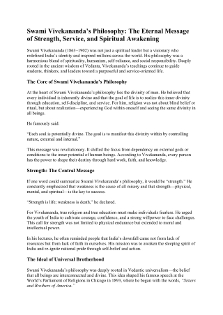 Swami Vivekananda Philosophy