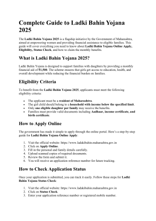 Complete Guide on Ladki Bahin Yojana