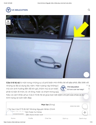 Cửa ô tô bị xệ: Nguyên nhân, khắc phục và chi phí sửa chữa