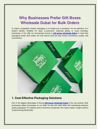 Why Businesses Prefer Gift Boxes Wholesale Dubai for Bulk Orders