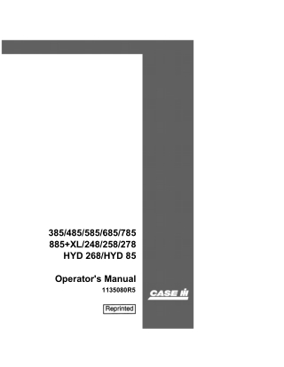 Case IH 385485585685785885 XL248258278 HYD 268HYD 85 Tractors Operator’s Manual Instant Download (Publication No.1135080