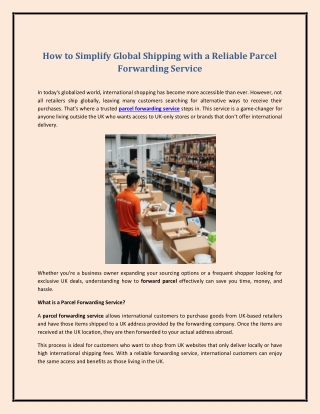 How to Simplify Global Shipping with a Reliable Parcel Forwarding Service