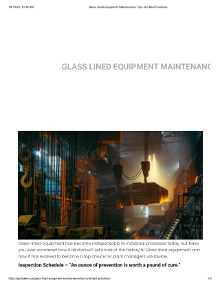Glass-Lined Equipment Maintenance Tips | GlassKem