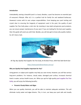 Pool supplies tea tree gully