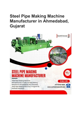 Steel Pipe Making Machine Manufacturer in Ahmedabad, Gujarat