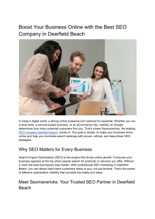 Boost Your Business Online with the Best SEO Company in Deerfield Beach