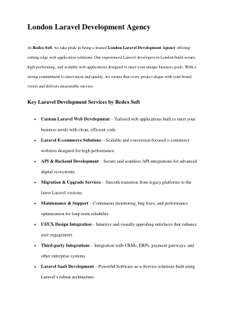 London Laravel Development Agency