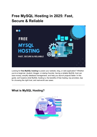 Free MySQL Hosting Fast, Secure & Reliable
