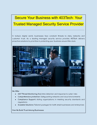 Secure Your Business: Your Trusted Managed Security Service Provider