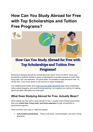 How Can You Study Abroad for Free with Top Scholarships and Tuition Free Programs_