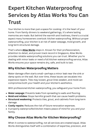 Expert Kitchen Waterproofing Services by Atlas Works You Can Trust