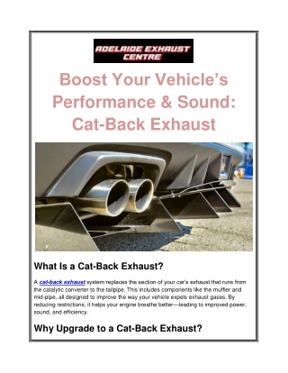 Boost Your Vehicle's Performance & Sound Cat-Back Exhaust