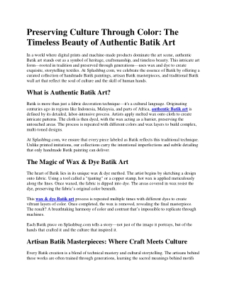 Traditional Batik Wall Art