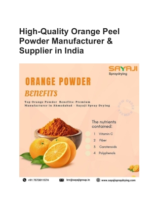 High-Quality Orange Peel Powder Manufacturer & Supplier in India