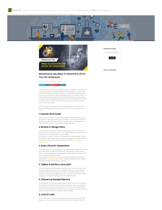 Maintenance tips to extend the life of your air compressor by Zentech Systems