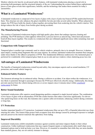 The Science Behind Modern Laminated Windscreens And Their Advantages.