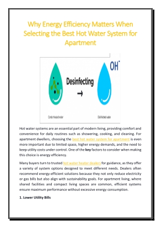 Why Energy Efficiency Matters When Selecting the Best Hot Water System for Apartment