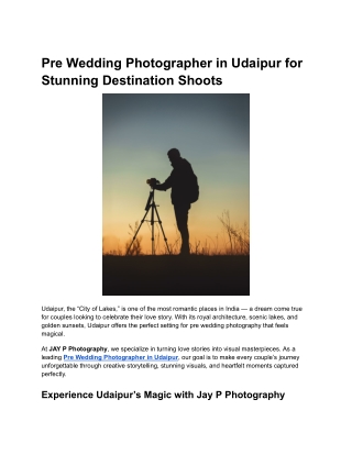 Pre Wedding Photographer in Udaipur for Stunning Destination Shoots