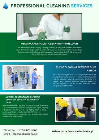 Professional Cleaning Services in Ohio From residences to commercial spaces, Spotless Shine Cleaning Services provides e