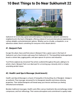 10 Best Things to Do Near Sukhumvit 22
