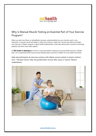 Why Is Manual Muscle Testing an Essential Part of Your Exercise Program
