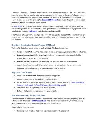 Get Cheapest SMM Panel to Grow Your Social Media: YoYo Media