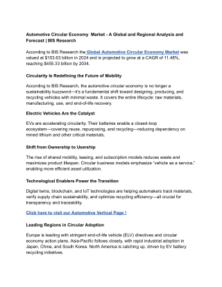 Automotive Circular Economy Market - 13 October 2025