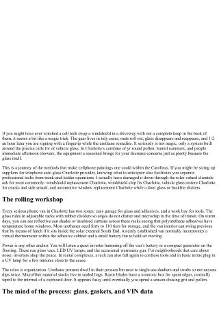 Mobile Auto Glass Charlotte: What Tools Pros Bring to You